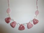 Nieuw Rhodonite Edelsteen Ketting 46cm, Overige materialen, Nieuw, Ophalen of Verzenden, Roze