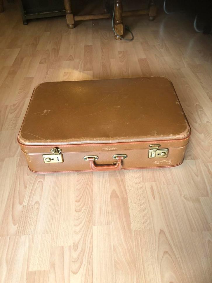 Ouderwetse Lichtbruine Koffer - Vintage Stijl, Sieraden, Tassen en Uiterlijk, Koffers, Gebruikt, Leer, Minder dan 50 cm, 45 tot 55 cm