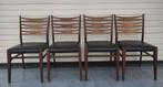4x vintage eetkamerstoel teakhout houten stoelen, Ophalen, Gebruikt, Bruin, .