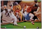 Honden spelen pool biljart reclamebord van metaal wandbord, Info@deconoord.nl, Deco Noord, Nieuw, Ophalen of Verzenden