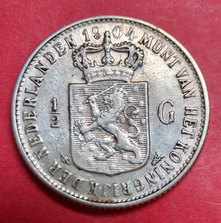 Halve gulden 1904. Zfr., Postzegels en Munten, Munten | Nederland, Losse munt, ½ gulden, Koningin Wilhelmina, Zilver, Verzenden
