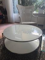 Witte Glazen Tafel - 2 Lagen, Ø75cm, Huis en Inrichting, Ophalen, Gebruikt, Rond, 50 tot 100 cm