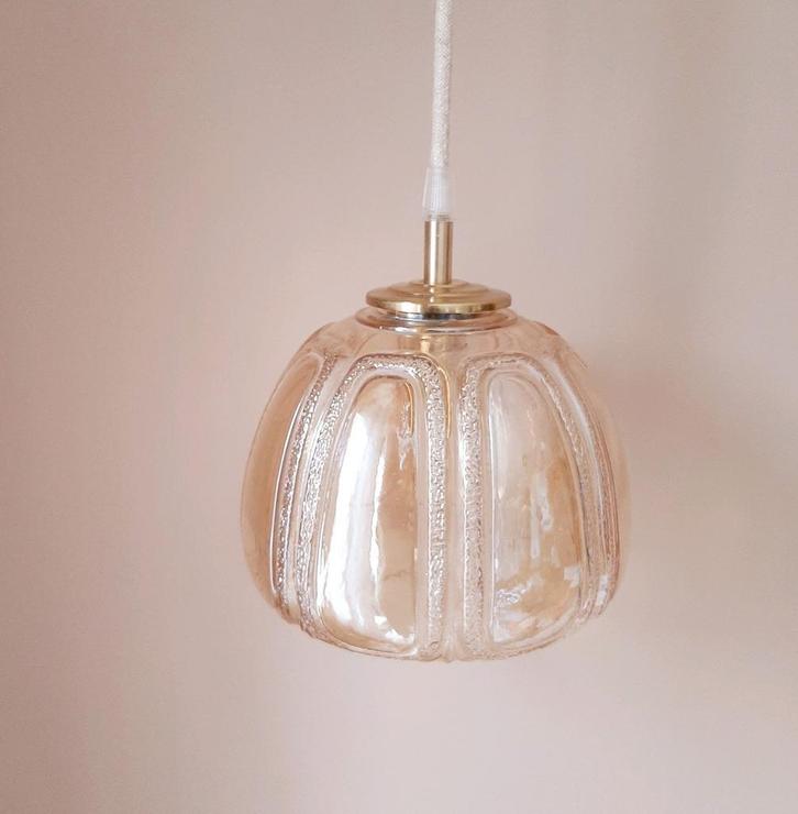 Vintage bubble bol lamp | Jaren 60 amberkleur lamp |, Huis en Inrichting, Lampen | Hanglampen, Minder dan 50 cm, Ophalen of Verzenden