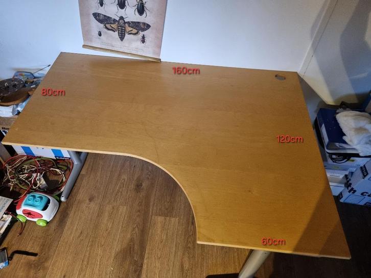 Ikea effektiv t bureau, Huis en Inrichting, Bureaus, Gebruikt, Bureau, In hoogte verstelbaar, Ophalen