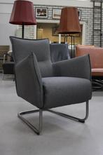 Luxe comfortabele fauteuil Aron Jess Design stof grijs (6x), Huis en Inrichting, Fauteuils, Nieuw, Metaal, 50 tot 75 cm, Ophalen