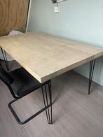 Mangohouten tafel  met haarspeldpoten, Ophalen, 100 tot 150 cm, 50 tot 100 cm, Zo goed als nieuw