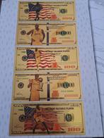 BANKBILJET GOUDFOLIE -5X BASKETBAL COBY BRYANT, Verzenden, Midden-Amerika, Setje