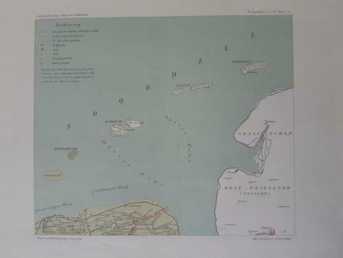 B113/ Plattegrond Noord Oost Wadden in 1795. Litho uit 1913, Antiek en Kunst, Kunst | Litho's en Zeefdrukken, Ophalen of Verzenden