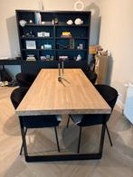 Woood eetkamer tafel + 4 stoelen, Ophalen, Eikenhout, 50 tot 100 cm, Zo goed als nieuw