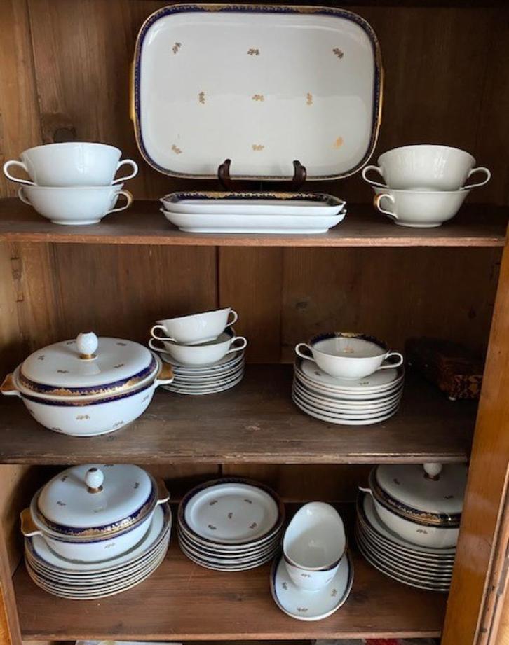 Rosenthal Helena servies blauw en goud, Antiek en Kunst, Antiek | Servies los, Ophalen