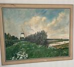 Pluijm-Menz Molen bij Willemstad Olieverf Schilderij '74, Ophalen