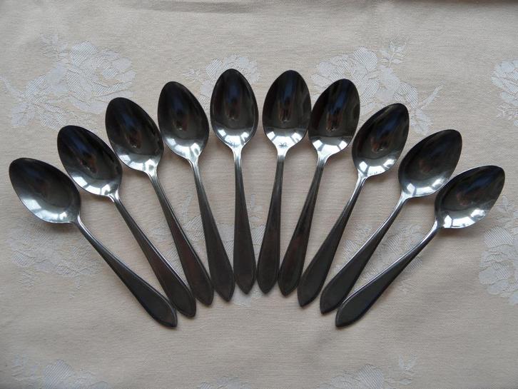 10x dessertlepel INOXA - vlekvrij massief, Antiek en Kunst, Antiek | Bestek, Ophalen of Verzenden