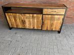 dressoir massief Mangohout  metaal 180 cm breed voorraad, Huis en Inrichting, Kasten | Ladekasten, 1 of 2 laden, 150 tot 200 cm