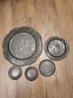 Oude Tinnen Borden met Merk, Ophalen of Verzenden