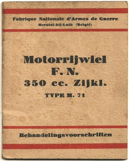 FN Herstal M 71 Behandelingsvoorschriften manual (7604z), Motoren, Handleidingen en Instructieboekjes, Overige merken, Verzenden