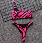 Roze zwart gestreepte bikini brazilian dames string vrouwen, Verzenden, Nieuw, Bikini