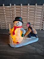 Lemax verlichte sneeuwpop kerstdorp kersthuisjes, Diversen, Kerst, Ophalen of Verzenden, Zo goed als nieuw