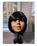 Prachtig toonbank staand paspop hoofd op voet met pruik, Antiek en Kunst, Ophalen of Verzenden