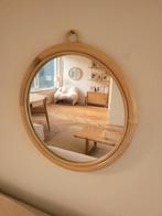 Grote vintage ronde bamboe rotan spiegel, Gebruikt, Rond, Ophalen of Verzenden, Minder dan 100 cm