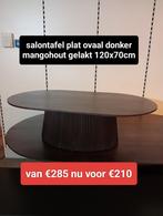 Nieuwe salontafel plat ovaal donker mango gelakt 120x70cm, ., Nieuw, Ophalen of Verzenden, .