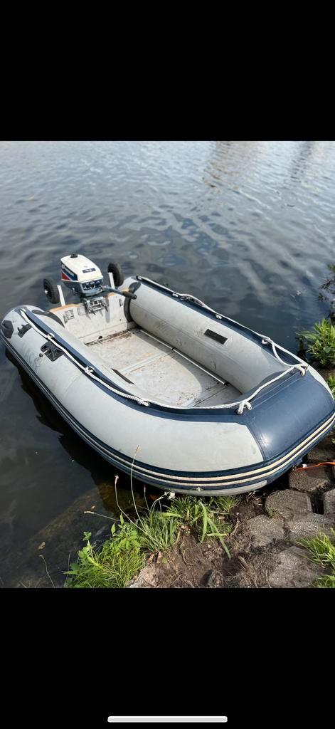 Mach rubberboot met 2 motoren, Watersport en Boten, Rubberboten, Gebruikt, Overige merken, Hout, Minder dan 70 pk, Benzine, Ophalen
