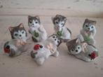 Set van 6 miniatuur letterbak poezen katten beeldjes, Verzamelen, Beelden en Beeldjes, Ophalen of Verzenden, Gebruikt, Dier