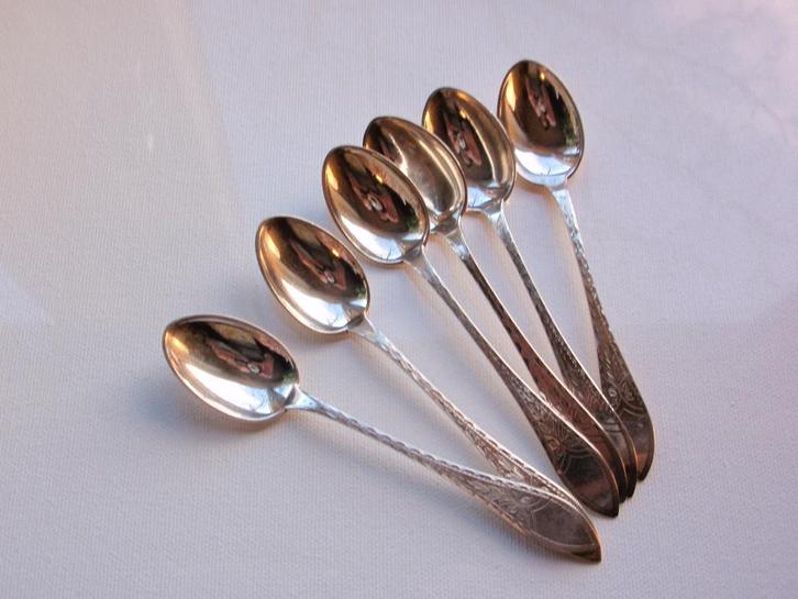 Antieke zilveren theelepels J Siggaard 1937 Denemarken, Antiek en Kunst, Antiek | Goud en Zilver, Zilver, Verzenden