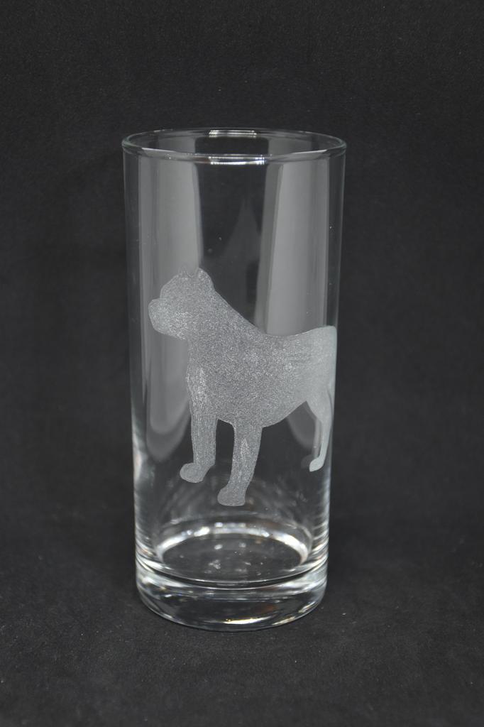 Pitbull Silhouette - Gegraveerd Glas, Verzamelen, Glas en Borrelglaasjes, Nieuw, Frisdrankglas, Ophalen of Verzenden