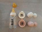 BIBS Glazen Fles 150 ml + 2 kleuren doppen + 2 Spenen, Ophalen of Verzenden, Zo goed als nieuw, Overige typen