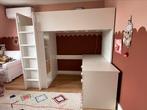 IKEA Småstad hoogslaper incl bureau, wit roze, 90x200, Hoogslaper, Zo goed als nieuw, Ophalen