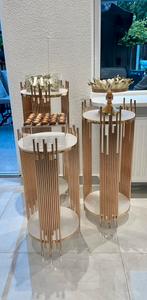 3 gouden pilaren sweettable, Ophalen, Versiering, Geboorte of Huwelijk