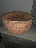 Stoer sober landelijk grote oude leemmand, Ophalen of Verzenden, Gebruikt, Rond, Mand