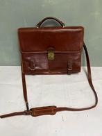 Vintage lederen aktetas schooltas bruin leer, Bruin, Aktetas of Boekentas, Ophalen of Verzenden, Zo goed als nieuw