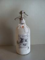 Brocante spuitwater fles met leuk etiket, Ophalen of Verzenden