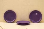 4 Platte porseleinen paarse borden 45914