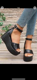Hoge sleehakken mey enkelriem, maat 40, Zwart, Nieuw, Sandalen of Muiltjes, Ophalen of Verzenden