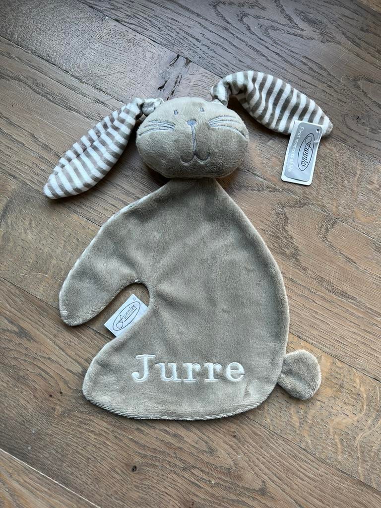 Knuffeldoekje “Konijn” met naam, Ophalen of Verzenden, Nieuw, Kraamcadeau