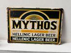 Mythos Bier Reclamebord 30 bij 20, Verzamelen, Ophalen of Verzenden, Gebruikt, Reclamebord, Plaat of Schild, Overige merken