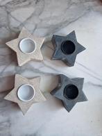 Set van 4 houten ster kandelaars, Crème, Ophalen of Verzenden, Zo goed als nieuw, Hout