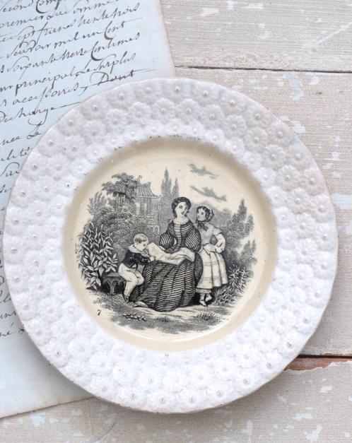Antiek bordje Mouzin Lecat Nimy No. 7, Antiek en Kunst, Antiek | Servies los, Ophalen of Verzenden