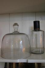 Antiek frans glas cloche stolp pharmacie fles ijzeren dop, Ophalen of Verzenden