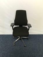 2 x Bureaustoel, zwarte stof, chroom voetkruis, Ergonomisch, Gebruikt, Bureaustoel, Zwart