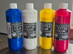 4 x textiel verf rood blauw wit geel bijna vol, Hobby en Vrije tijd, Knutselen, Ophalen of Verzenden, Zo goed als nieuw, Materiaal