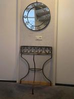 Haltafel(sidetable) met bijpassende spiegel, smeedijzer., Ophalen, 50 tot 100 cm, Rond, Mooi