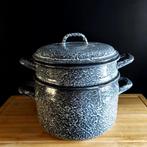 Emaille grijs gewolkte rijstkookpan groot, Antiek en Kunst, Antiek | Emaille, Ophalen of Verzenden