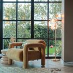 Art deco vloerlamp Qazqa goud, Huis en Inrichting, Lampen | Vloerlampen, Ophalen, Zo goed als nieuw, Glas, 150 tot 200 cm