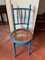 Fischel Stoel - Blauw met Rotan Zitting, Ophalen, Gebruikt, Blauw, Eén