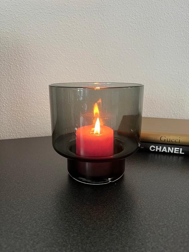 Luxe Windlicht Cilinder op voet rookglas Grey Nieuw!, Huis en Inrichting, Woonaccessoires | Kandelaars en Kaarsen, Nieuw, Kandelaar