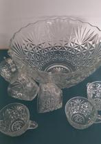 Glazen Bowlschaal Set met Kopjes en Lepel, Antiek en Kunst, Ophalen of Verzenden