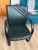 4 ZWARTE  LEREN STOELEN, Huis en Inrichting, Fauteuils, Ophalen, Gebruikt, 75 tot 100 cm, 50 tot 75 cm